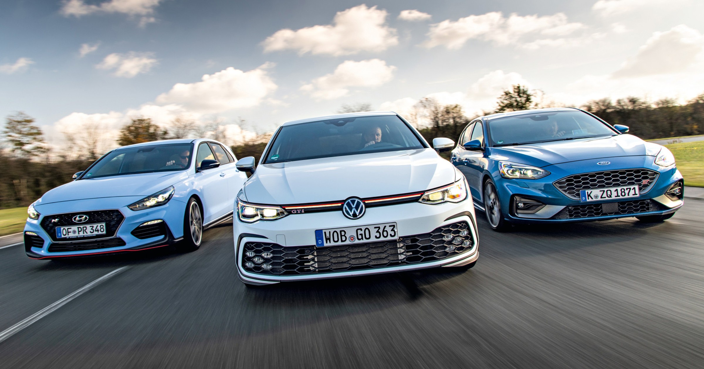 Ford Focus ST, Hyundai i30 N Performance i Volkswagen Golf GTI na Contidromie