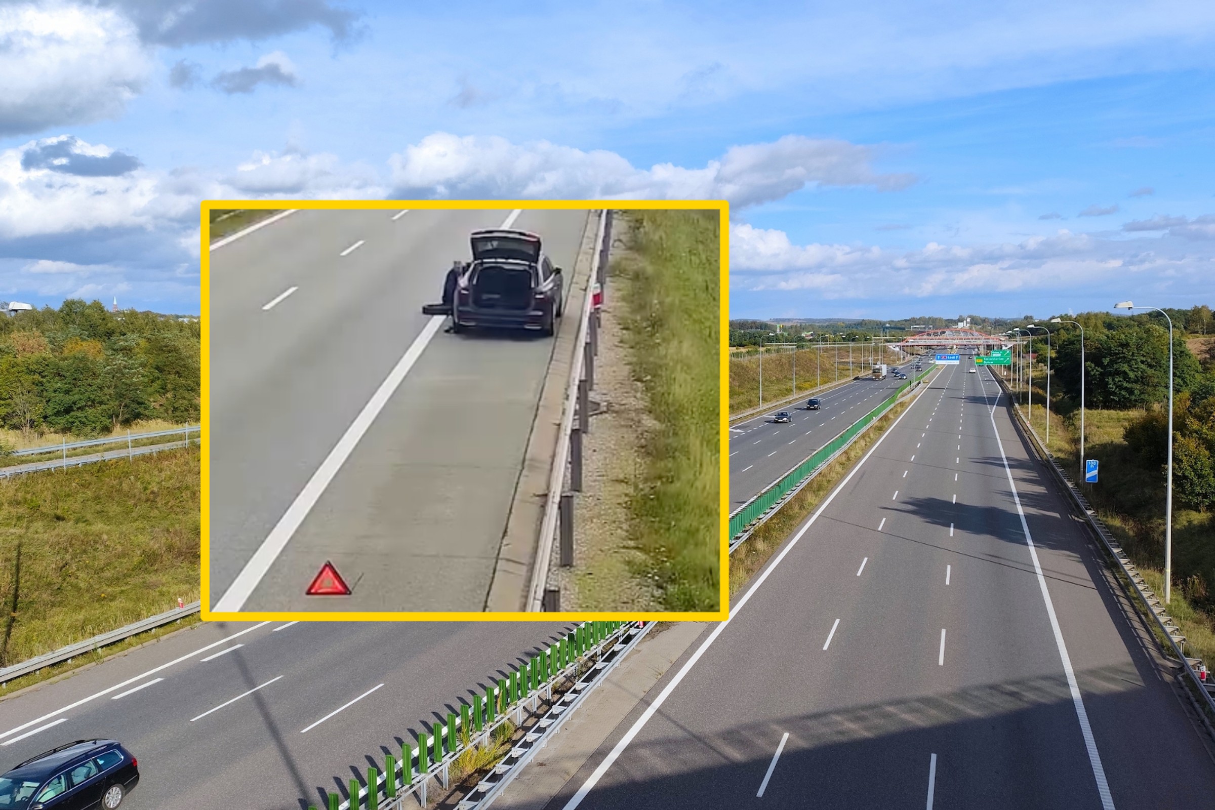 Kierowca zmieniał koło na autostradzie. Tak nie należy tego robić
