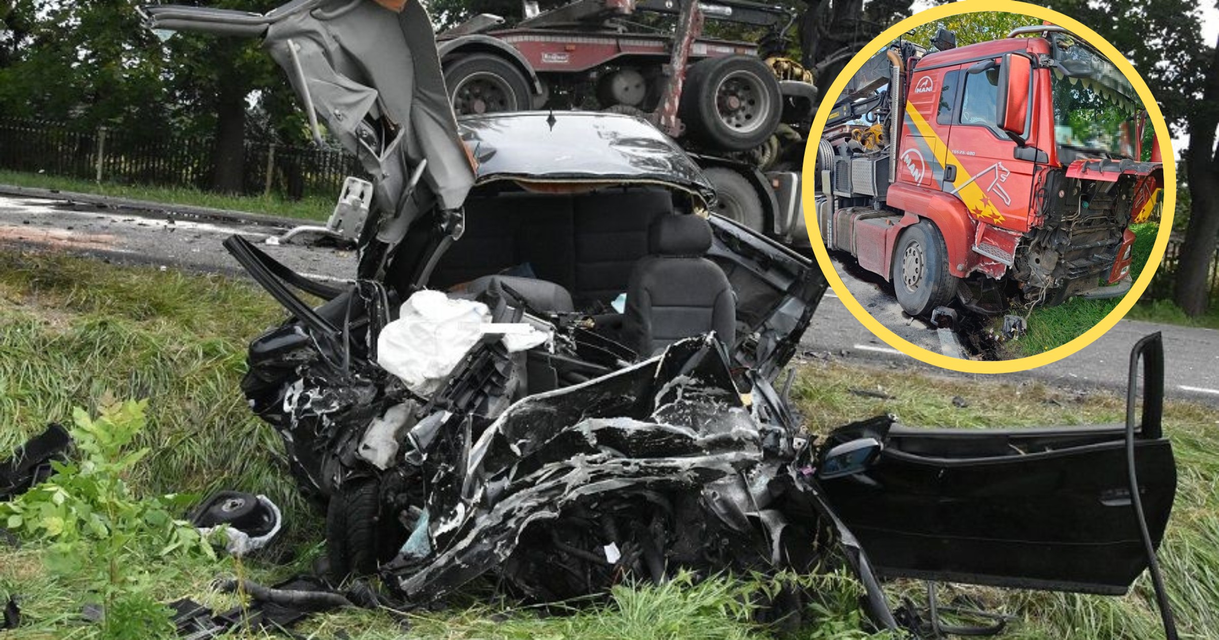 Kierowca Audi zjechał na drugi pas i zderzył się z ciężarówką