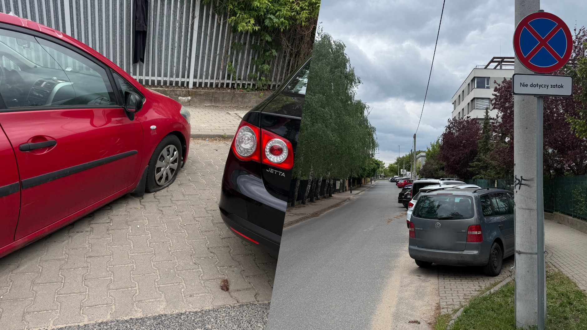 Parkowanie przy tej ulicy jest legalne, ale tylko wzdłuż. Wszyscy parkują pod kątem, ale czy to daje prawo do niszczenia samochodów?
