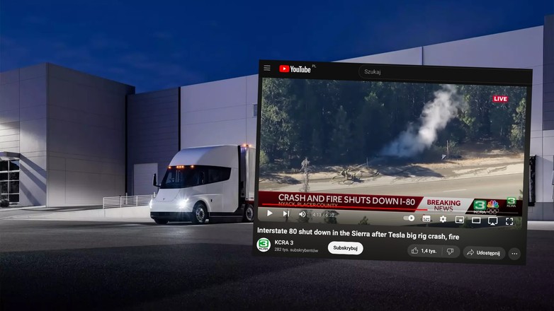 W USA spaliła się elektryczna ciężarówka Tesla Semi