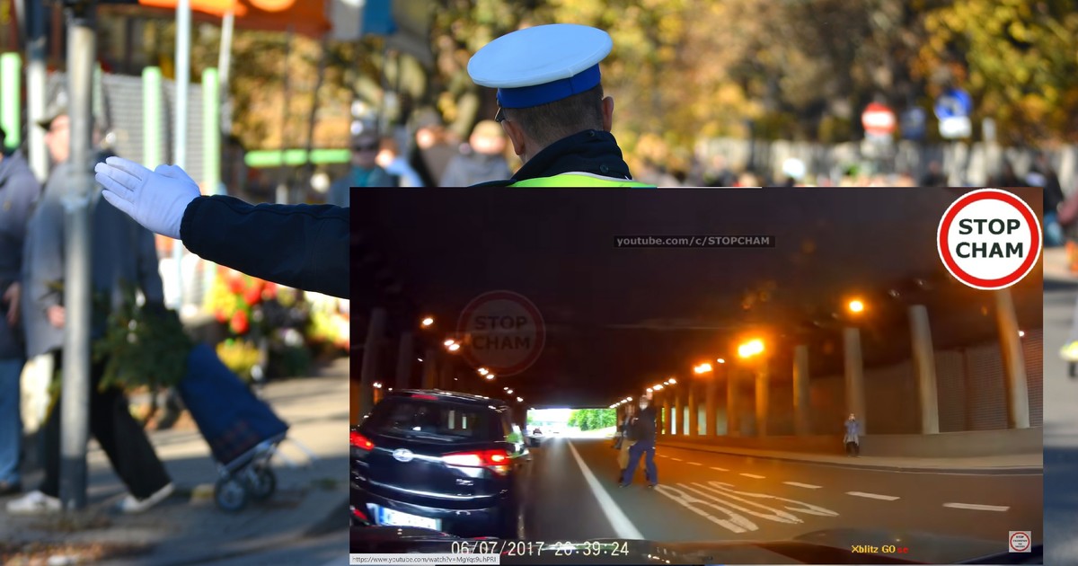 Policjant doprowadza do kolizji