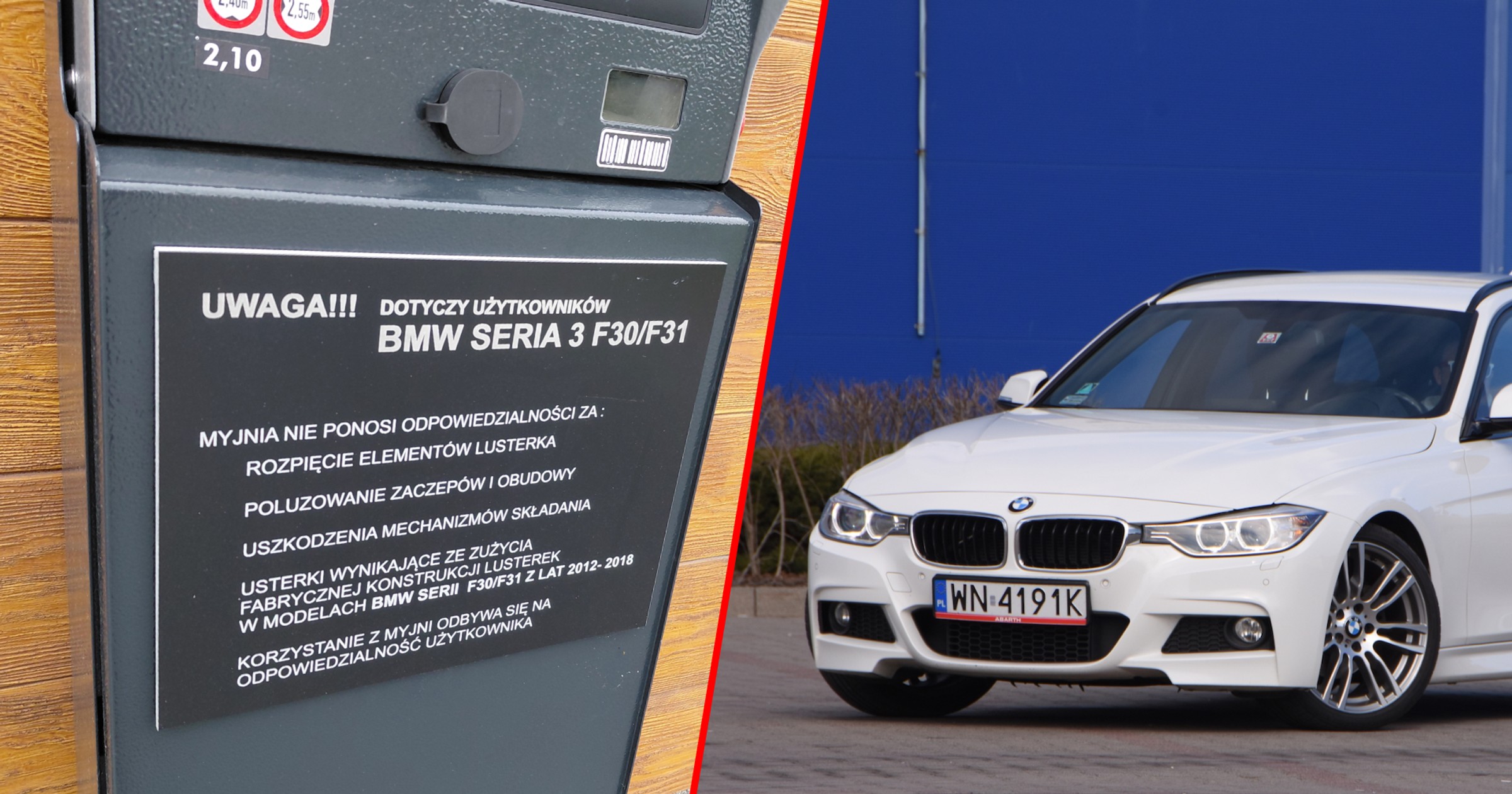 Czy BMW dopuszcza mycie "trójki" na myjniach automatycznych? Tabliczka na wjeździe do myjni wzbudza obawy. 