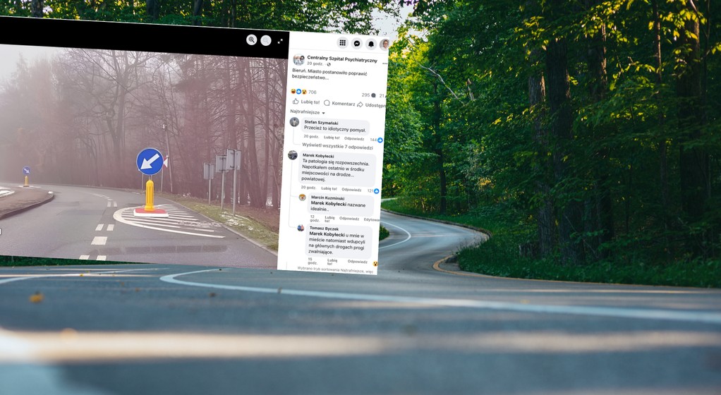 "Szykana" w formie mijanki na jednej z dróg w Polsce