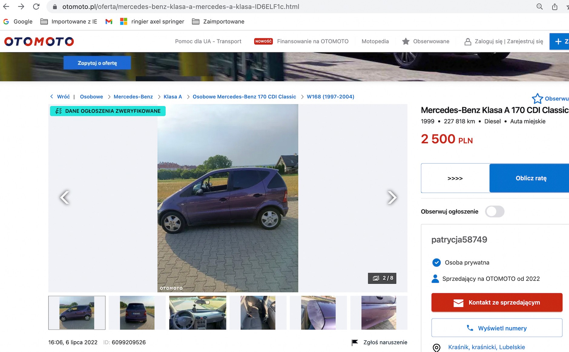 Mercedes klasy A – oferta z Otomoto
