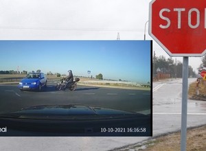Nie miał prawa jazdy, złamał przepisy i zderzył się z motorowerem [Nagranie]