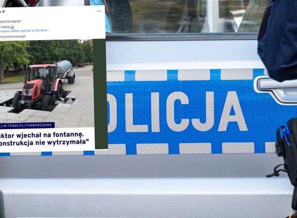 Kuriozalny wypadek w parku w Warszawie. Wielka dziura pochłonęła traktor