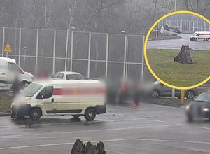 Mercedesa aż wyrzuciło w powietrze na rondzie. Do sieci trafiło nagranie [WIDEO]