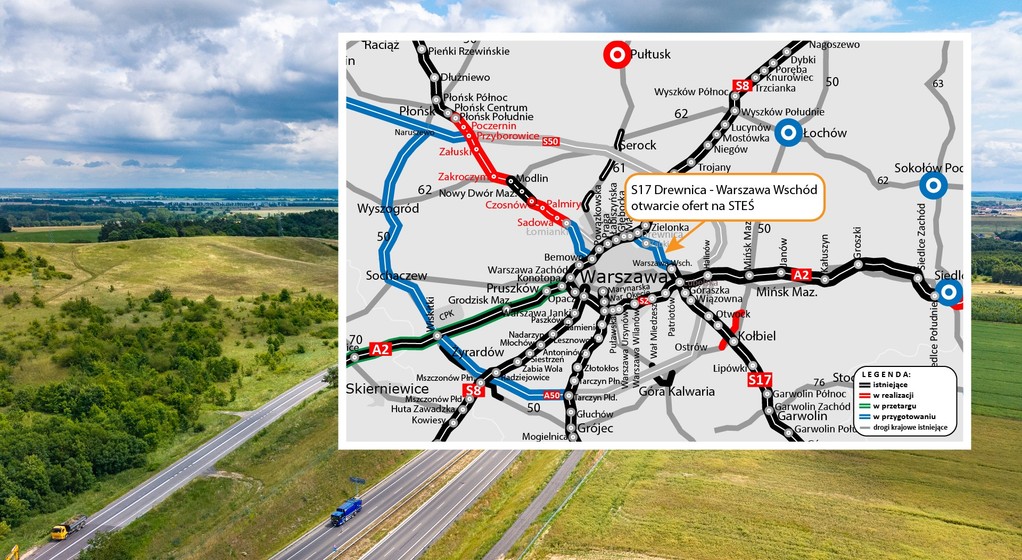 Droga S17 Wschodnia Obwodnica Warszawy - mapa