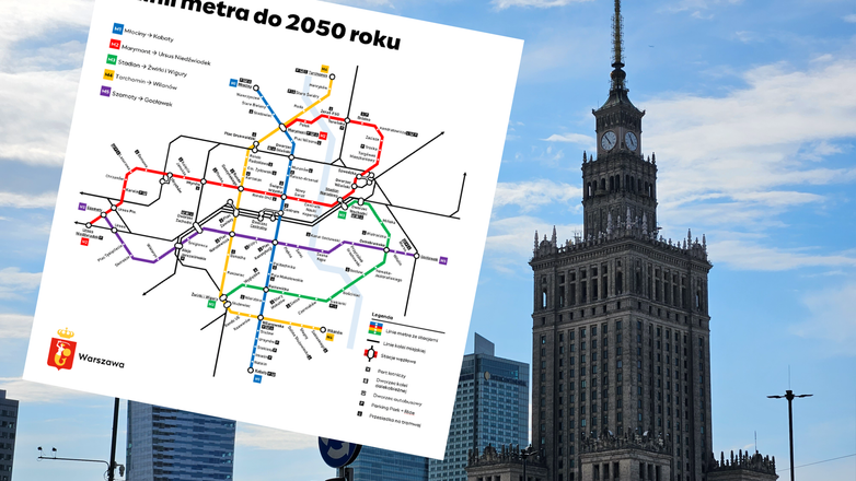Pięć linii metra w Warszawie do 2025 r.