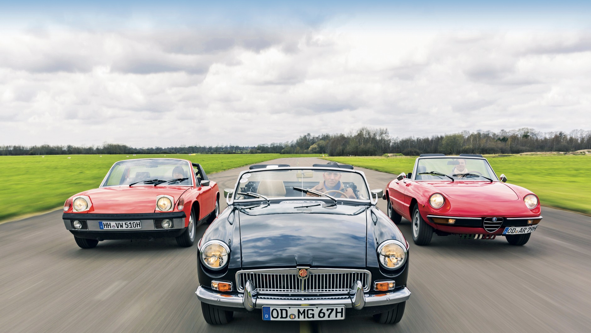 Porównanie MGB z Alfą Romeo Spider i VW-Porsche 914