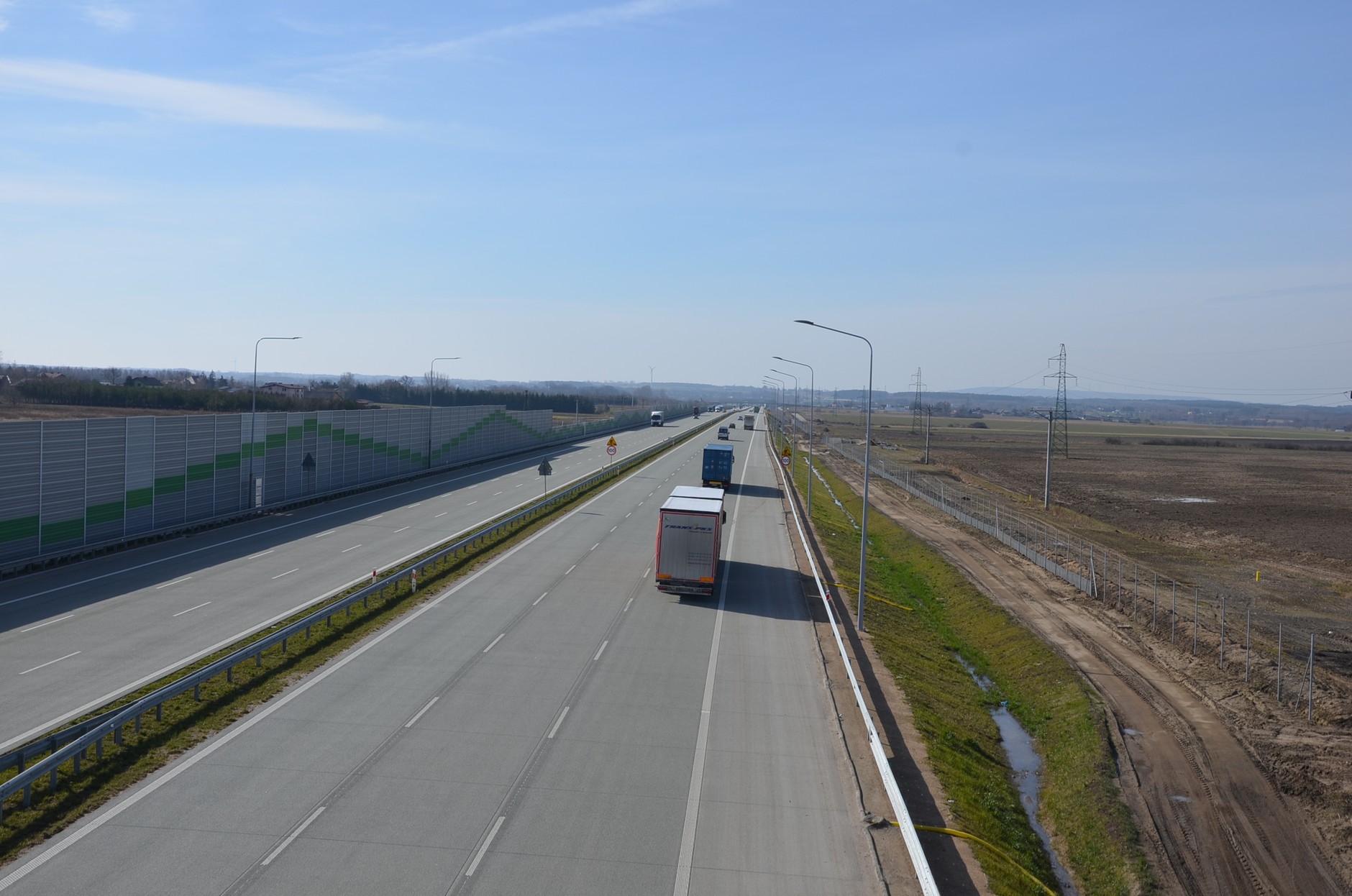 Autostrada A1 z trzema pasami ruchu