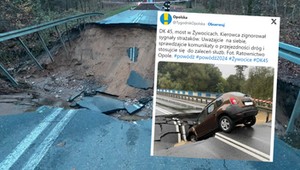 Powódź przerwała most w Żywocicach na DK45. Ten kierowca żałuje, że zaryzykował
