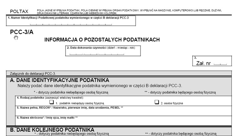 Formularz PCC3A