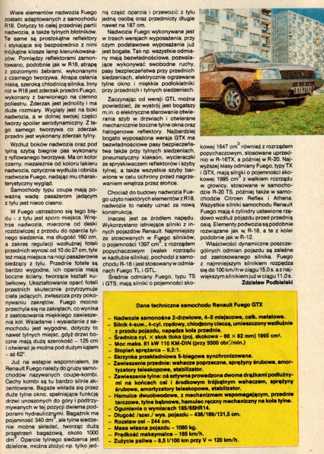 Poznajemy samochody – rubryka Zdzisława Podbielskiego
