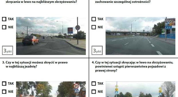 Test próbny na prawo jazdy - zestaw 6