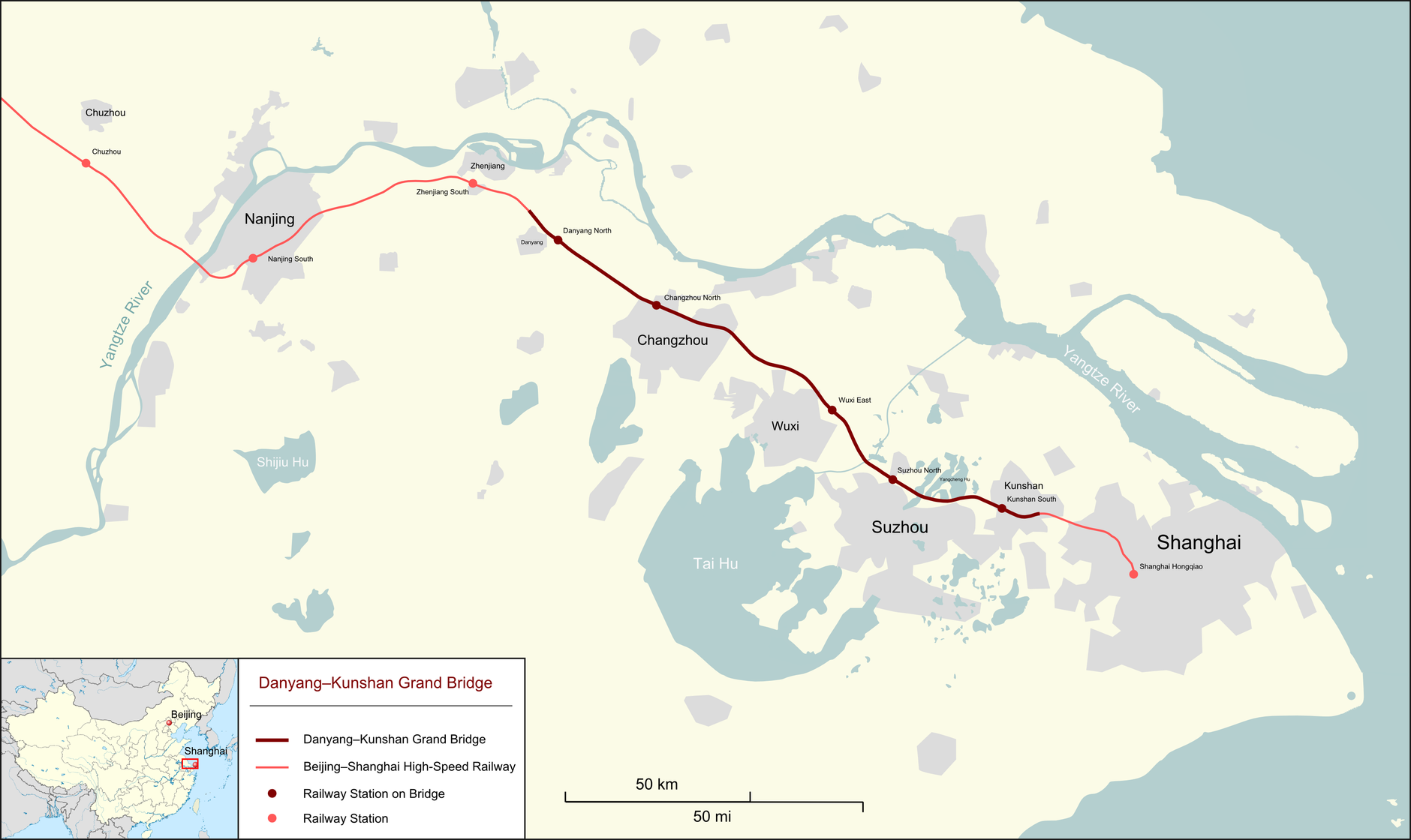 Wielki Most Danyang-Kunshan - trasa