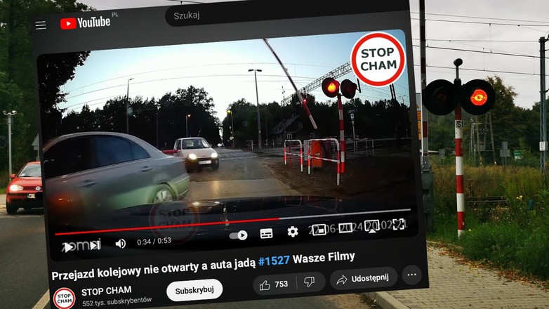 Kierowcy wjechali na przejazd, chociaż jedna z półzapór nawet nie zaczęła się podnosić