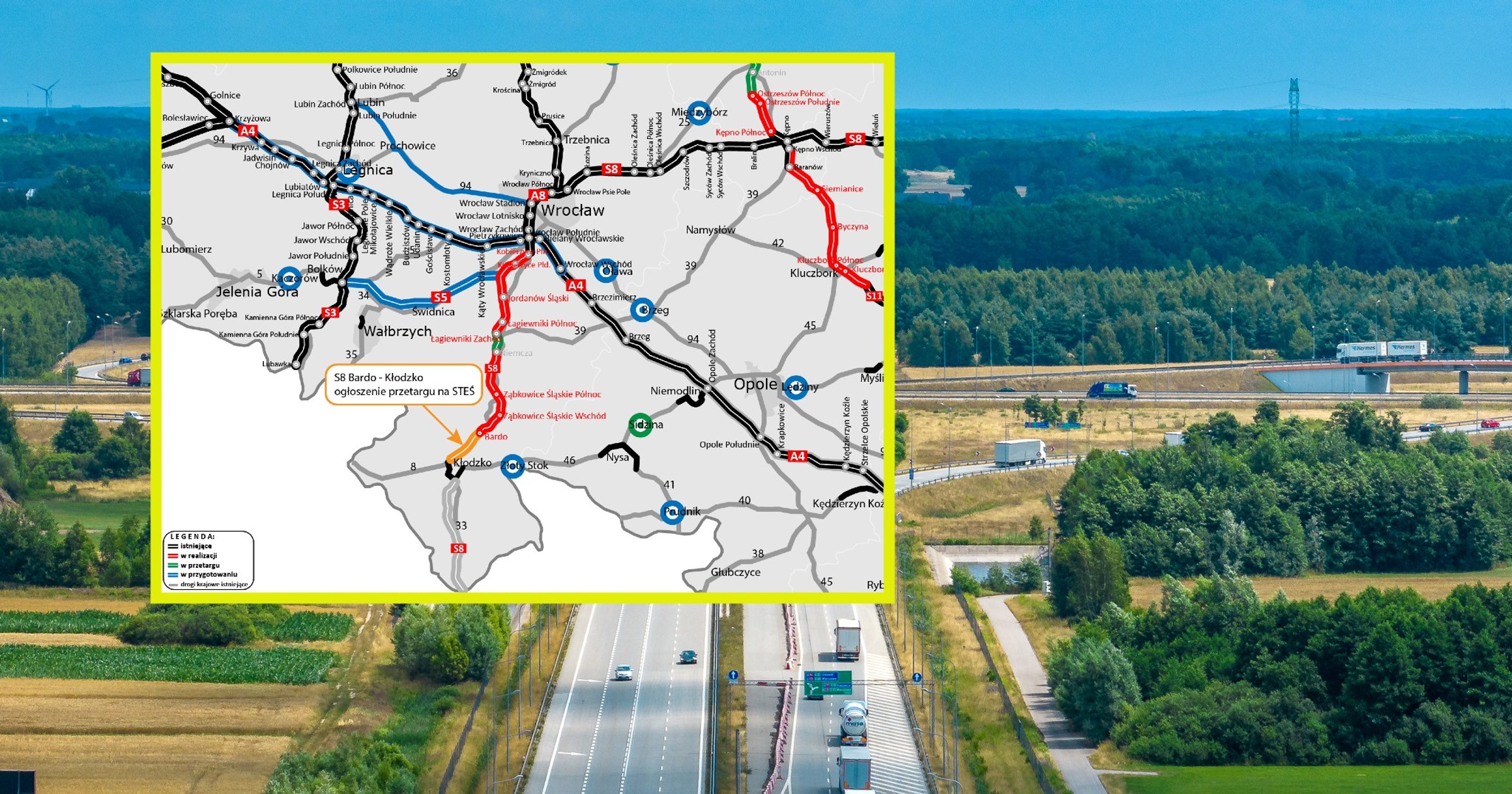 Droga S8 Bardo — Kłodzko, mapa