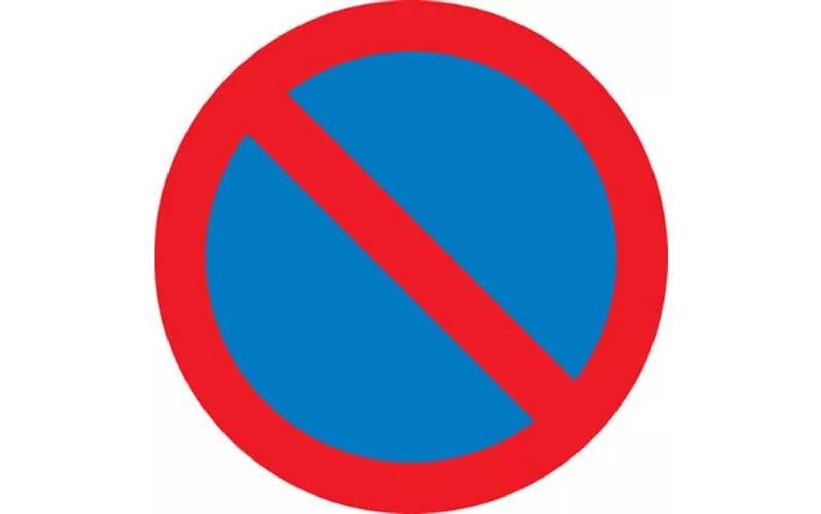 Niebieskie koło z czerwonym okręgiem i przekreśleniem