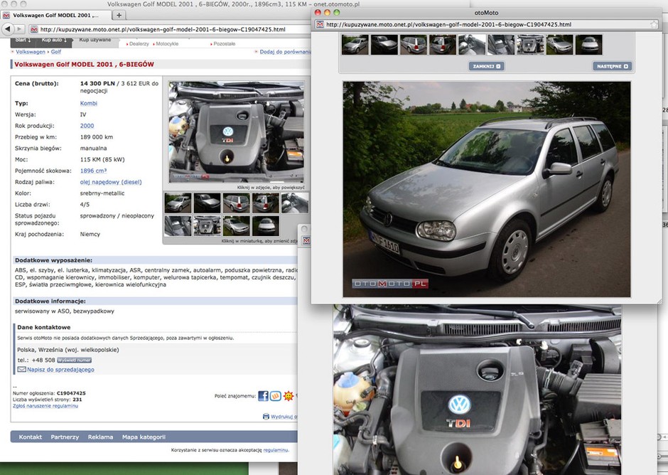 Szukamy auta z ogłoszenia. VW Golf: smutny samochód na lewych tablicach
