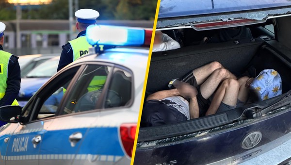Kontrola drogowa. Osiem osób w osobówce - dwójka podróżowała w bagażniku