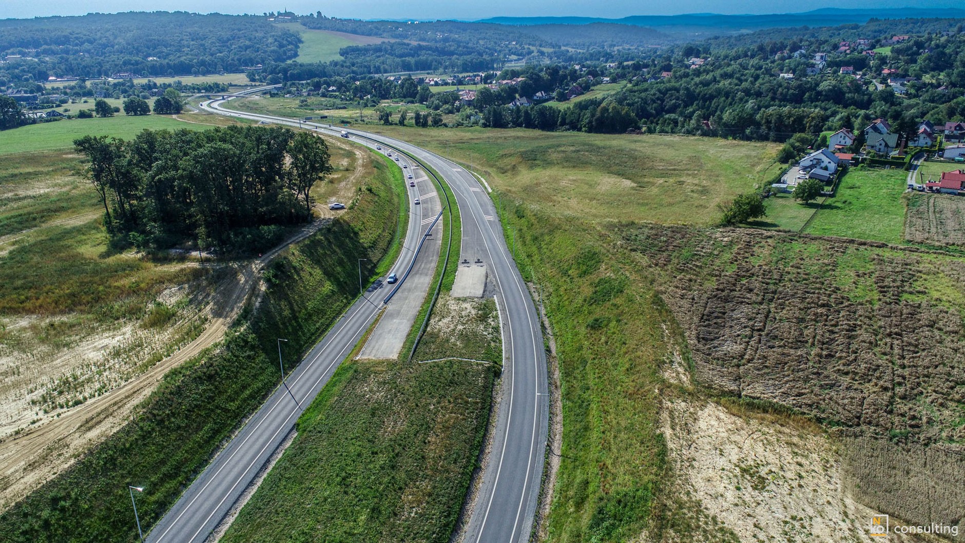 DK75, Łącznik Brzeski, widok z drona