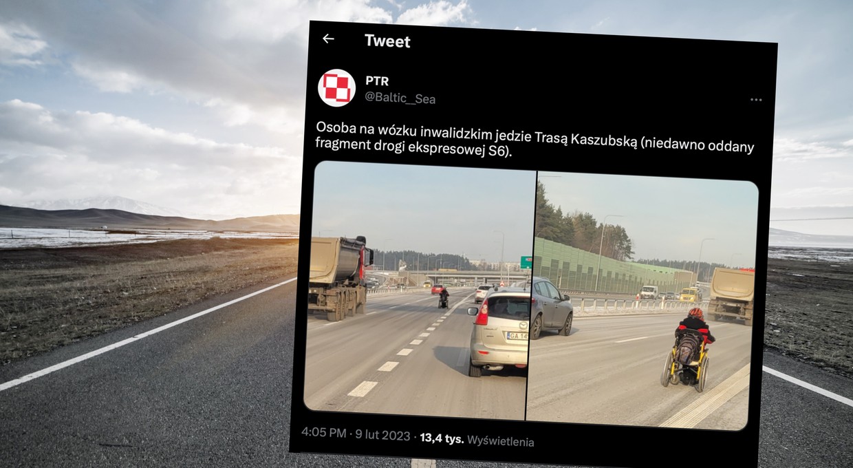 Na wózku inwalidzkim jechał drogą ekspresową S6. Miał powód