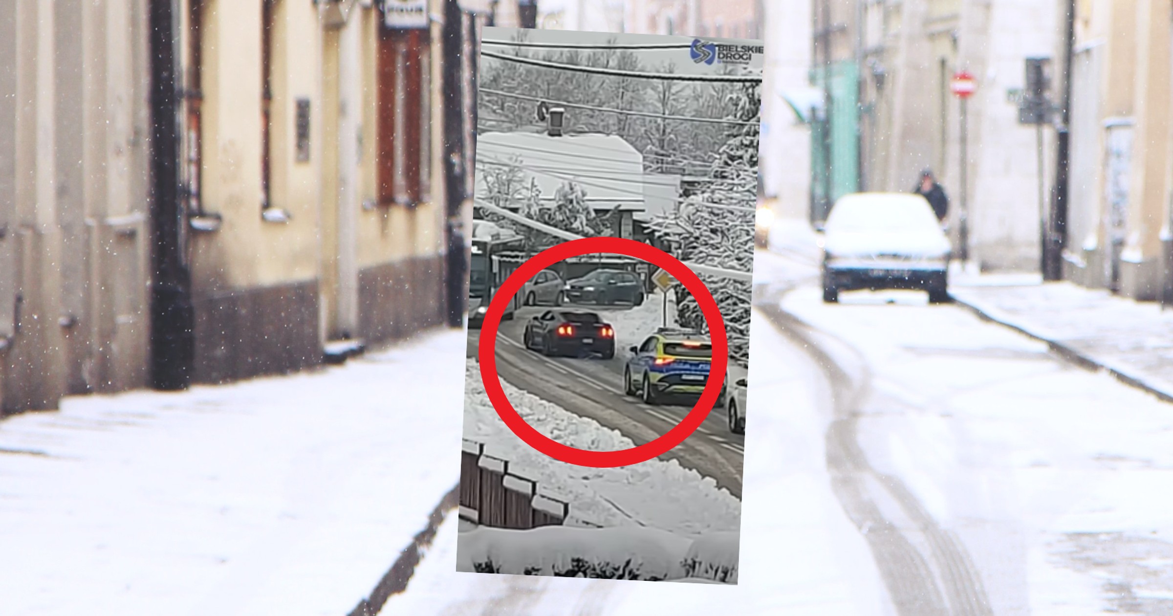 Ford Mustang kontra polska zima (fot. screen: Youtube/BielskieDrogi)