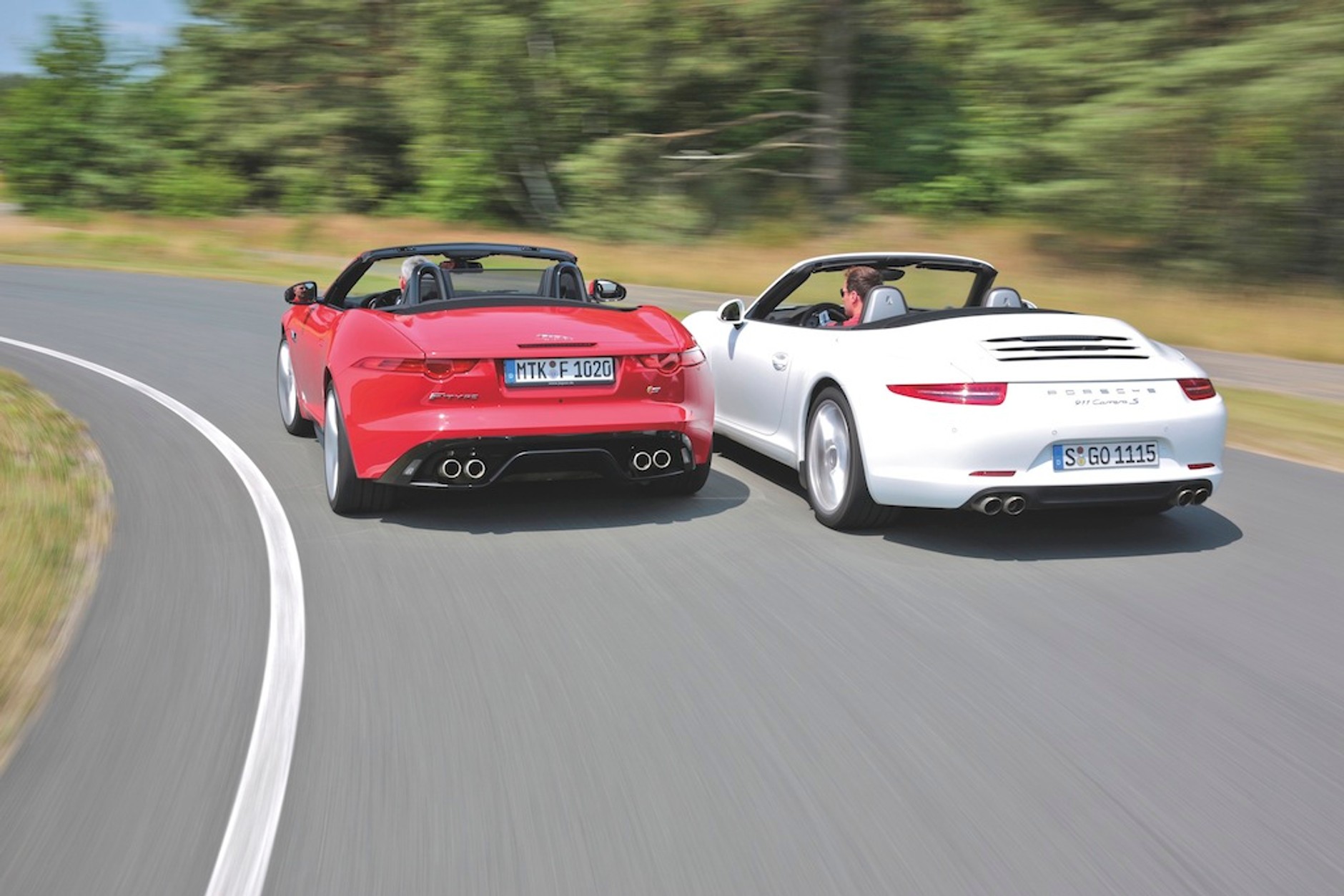 Jaguar F-Type i Porsche 911 Carrera S cabrio