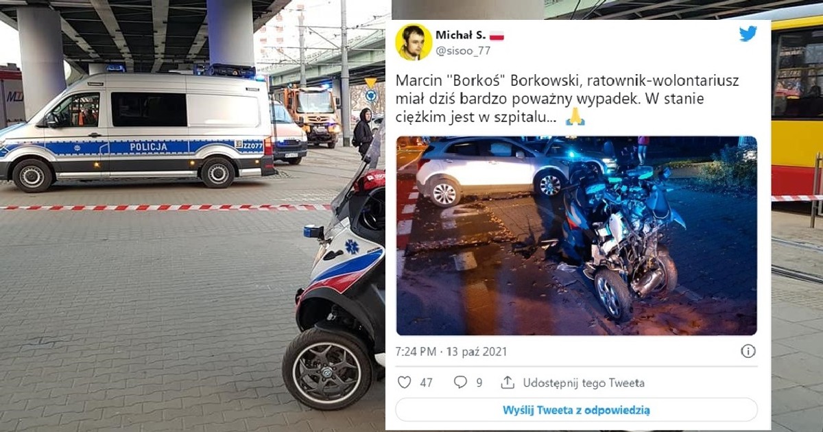 "Borkoś" miał wypadek i trafił w stanie ciężkim do szpitala