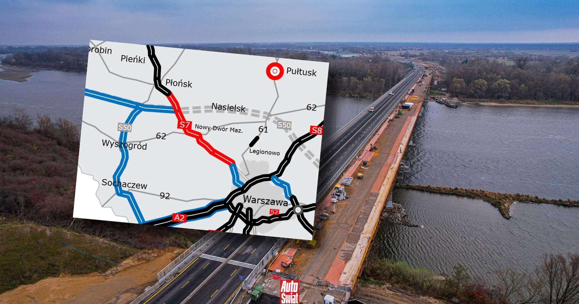 Nareszcie. Nowy odcinek S7 na północ od Warszawy otwarty. Ma po trzy pasy