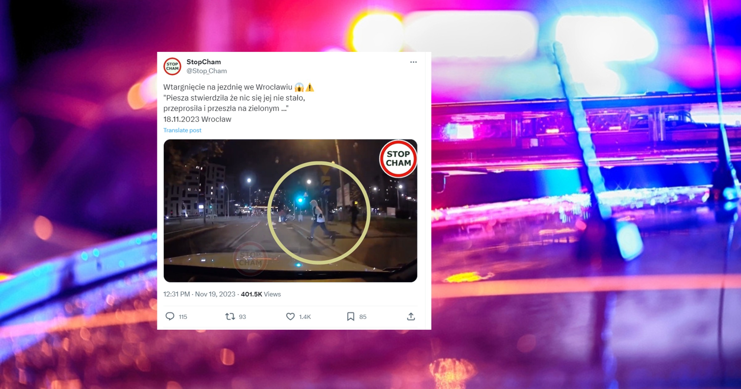 Niebezpieczna sytuacja we Wrocławiu (Twitter.com/@Stop_Cham)