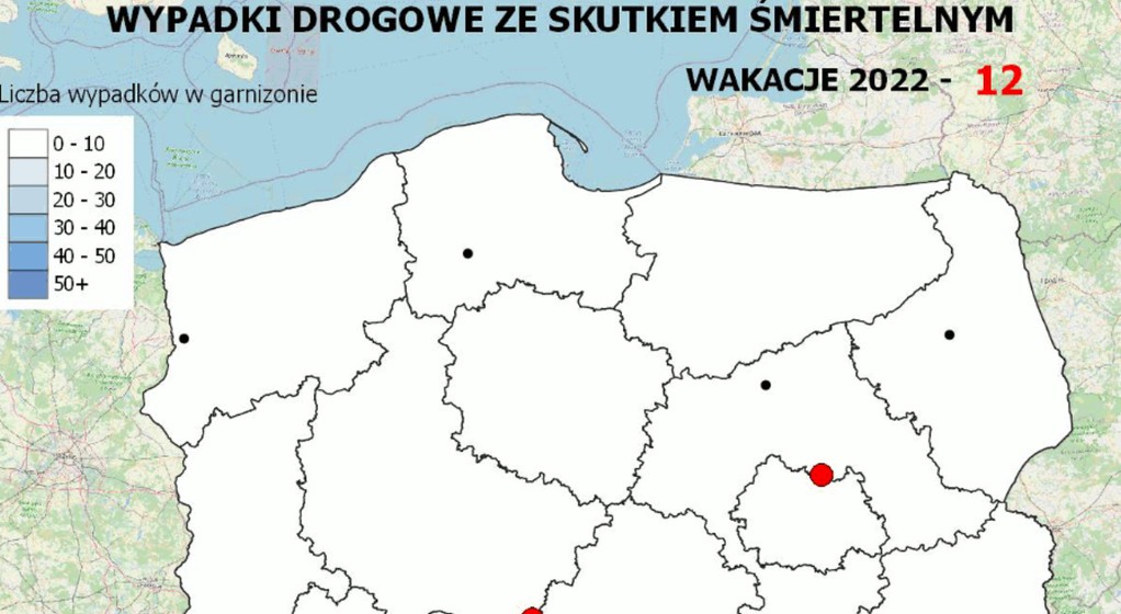 Policyjna mapa wypadków drogowych ze skutkiem śmiertelnym