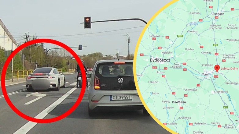 Kierowca Porsche nie przewidział jednego (Screen: Google Maps)
