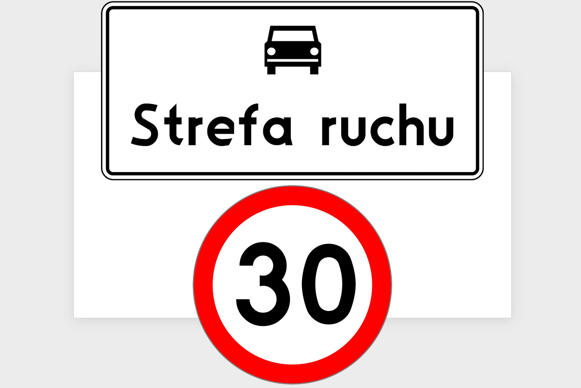 Ograniczenie prędkości pod znakiem "strefa ruchu"