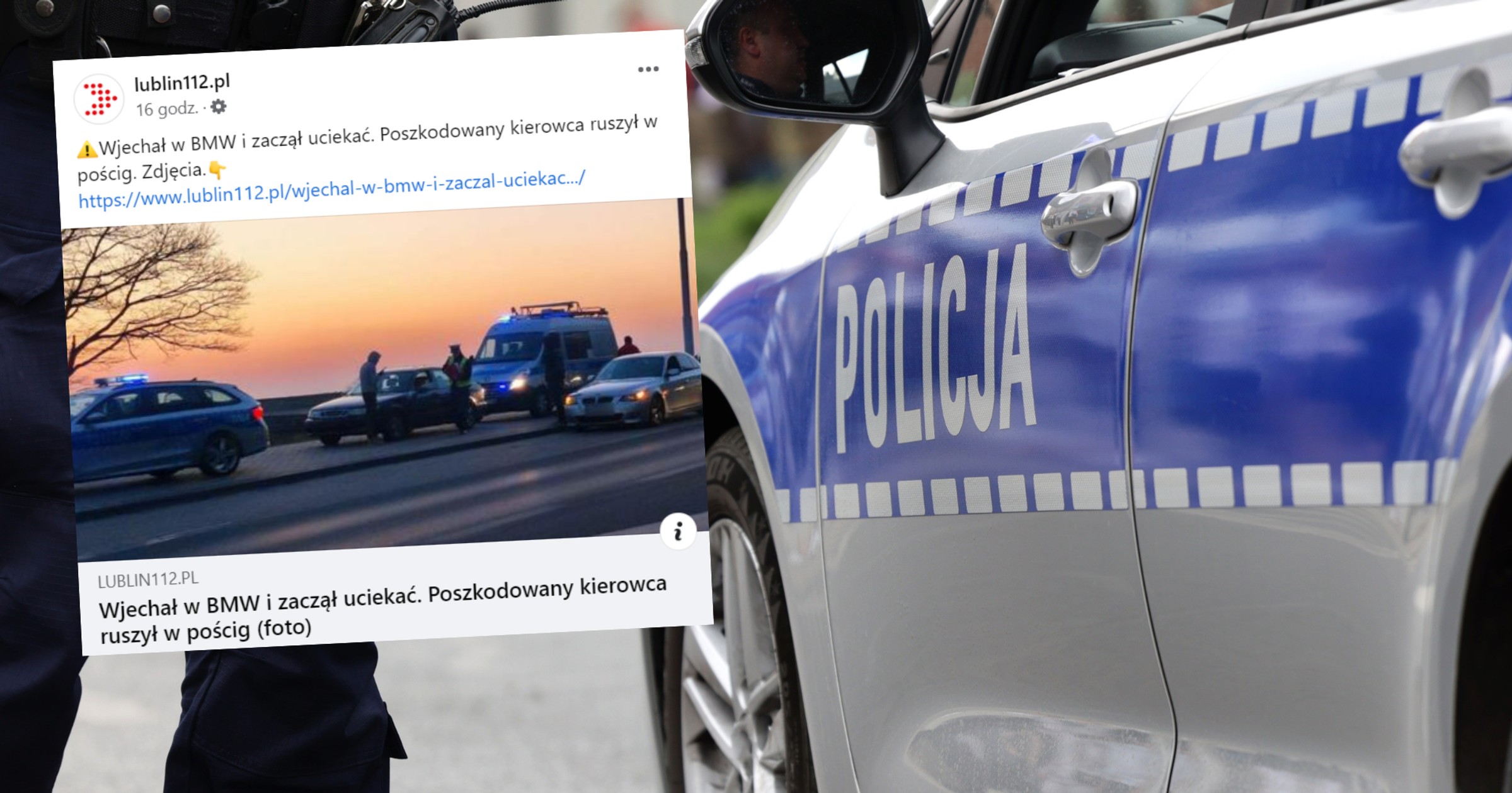 Wjechał w BMW i zaczął uciekać (fot. zdjęcie ilustracyjne, screen: facebook.com/@lublin112)