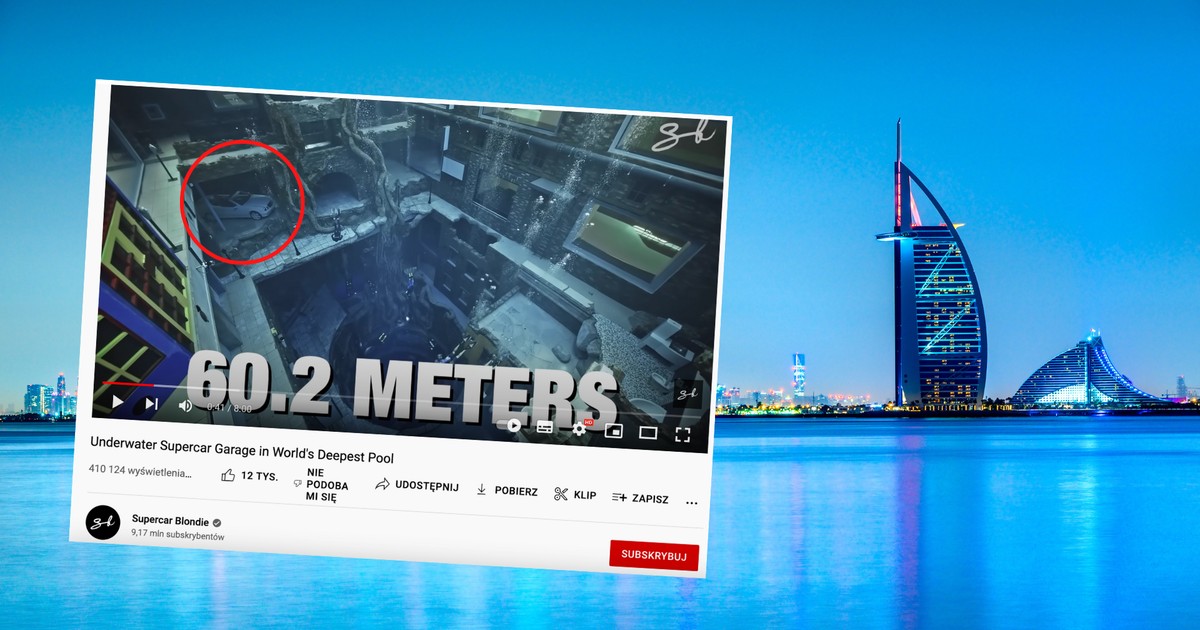 Kolekcja samochodów w 60-metrowym "Deep Dive Dubai" (YouTube: Supercar Blondie)