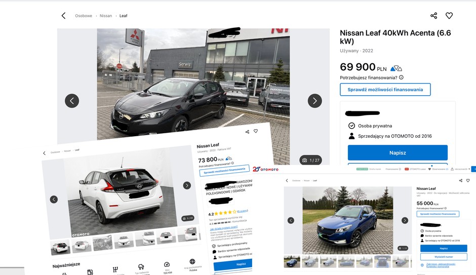 Nissan Leaf z 2022 roku z niewielkim przebiegiem i bez przygód na koncie to wydatek kilkudziesięciu tys. zł