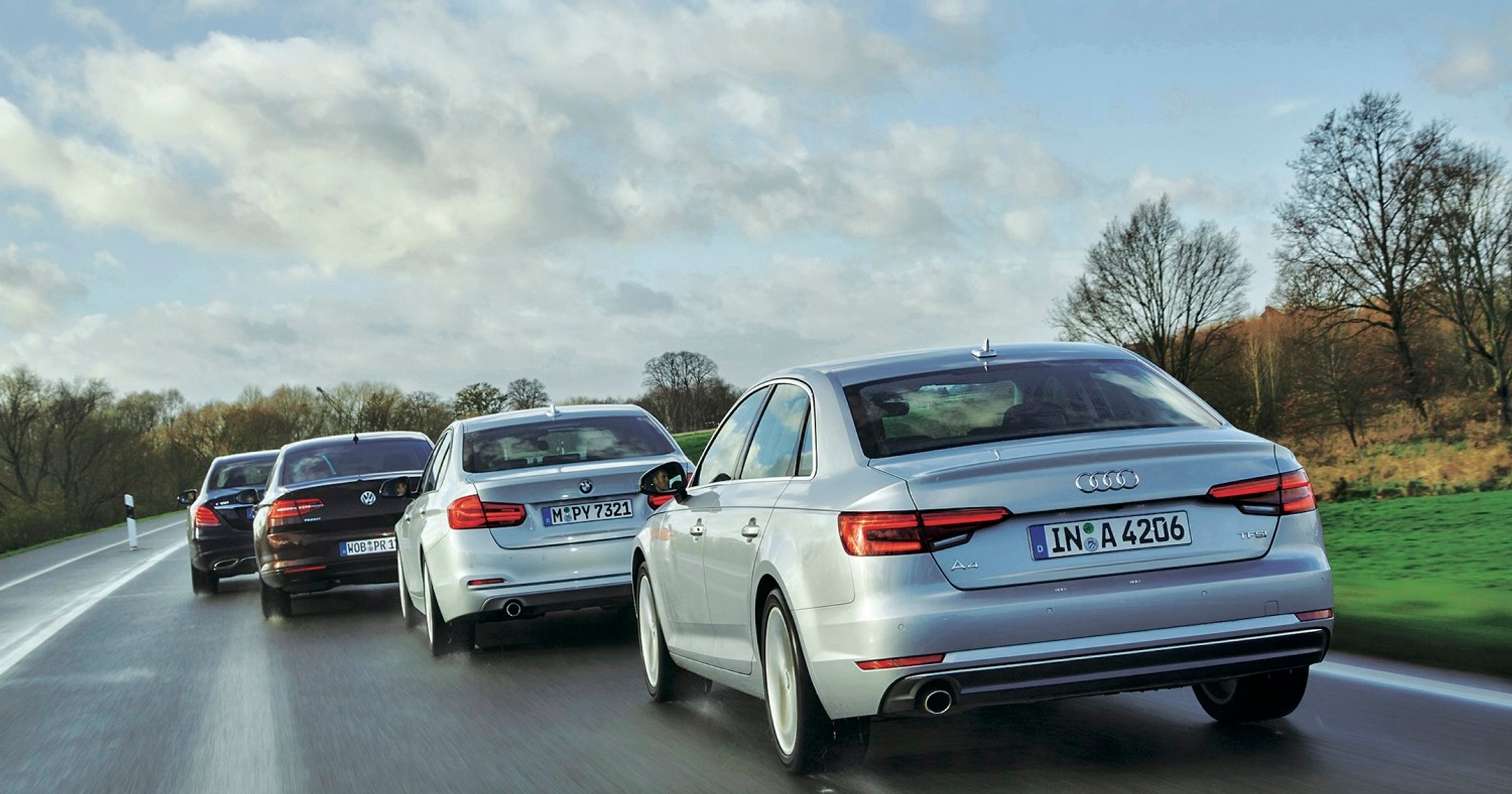 Benzynowe sedany - Audi A4, BMW 318i, Mercedes C 180 i VW Passat - dane techniczne, wymiary, spalanie