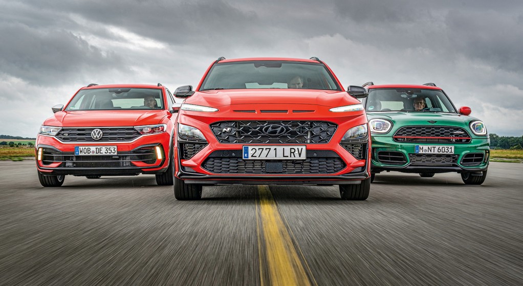Hyundai Kona N, Mini Countryman John Cooper Works, Volkswagen T-Roc R