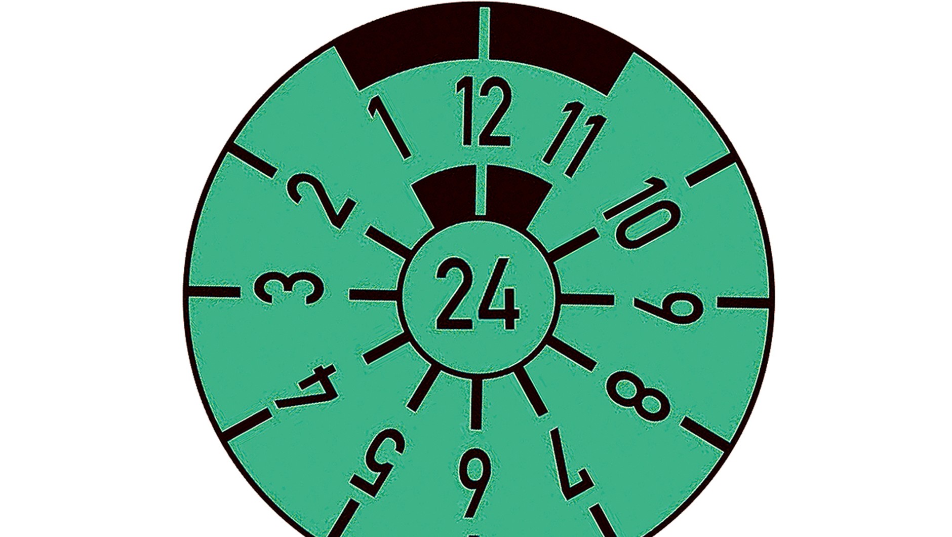 Cyfry na obwodzie informują o tym, do którego miesiąca ważny jest przegląd. W tym przypadku badanie powinno się odbyć do grudnia 2024.