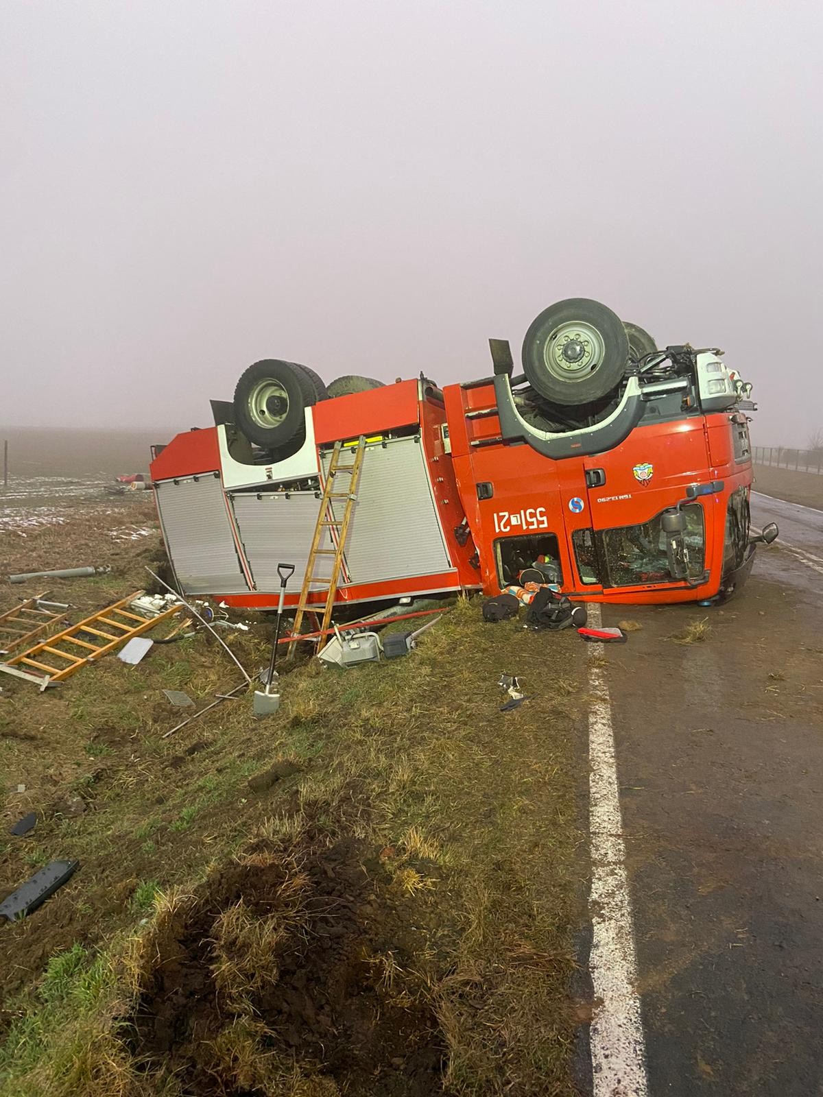 Wypadek samochodu pożarniczego PSP