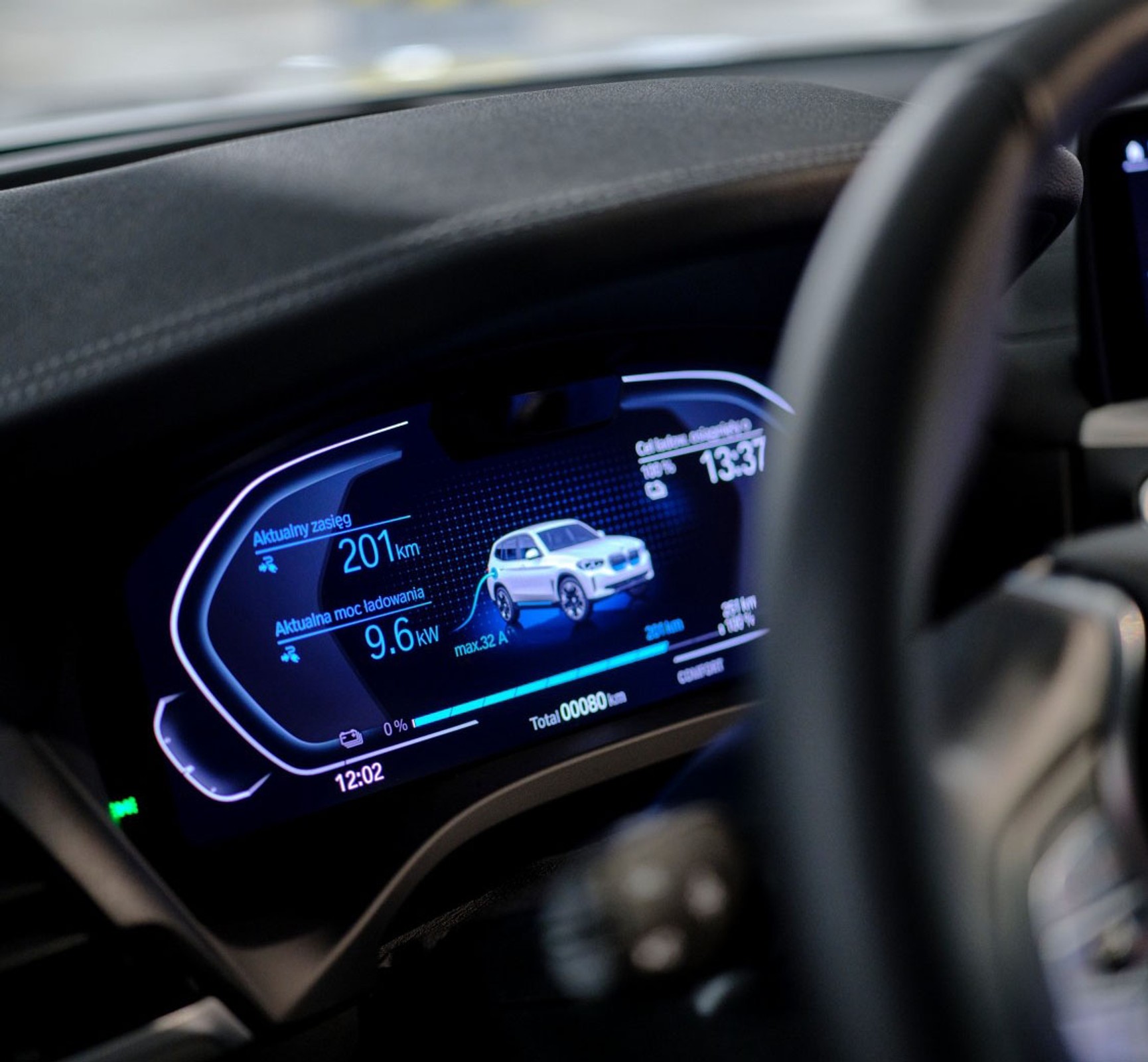 Wirtualny kokpit elektrycznego BMW iX3