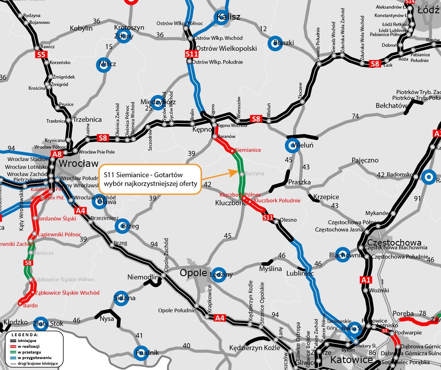 S11 Siemianice — Gotartów mapa