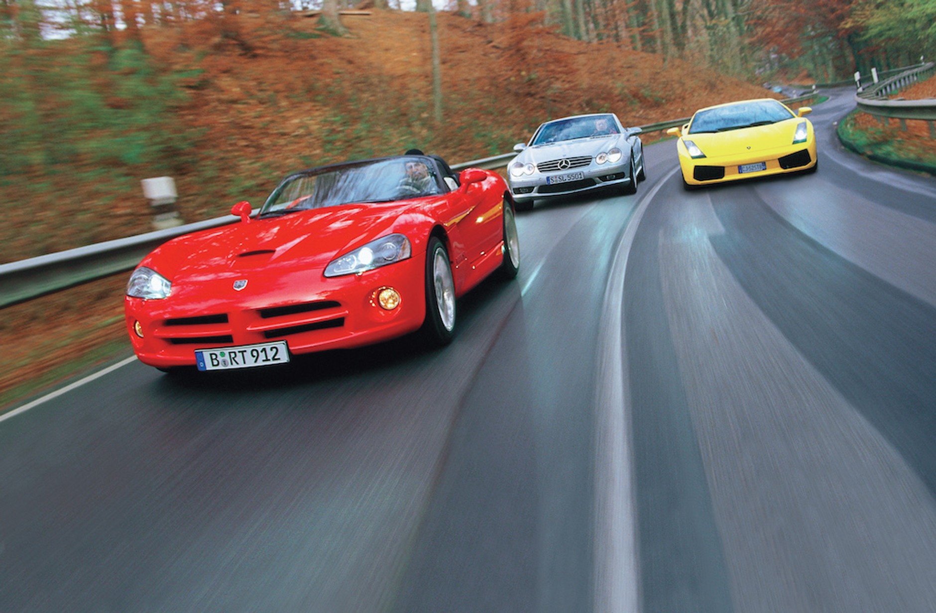 Dodge Viper, Lamborghini Gallardi, Mercedes SL 55 AMG