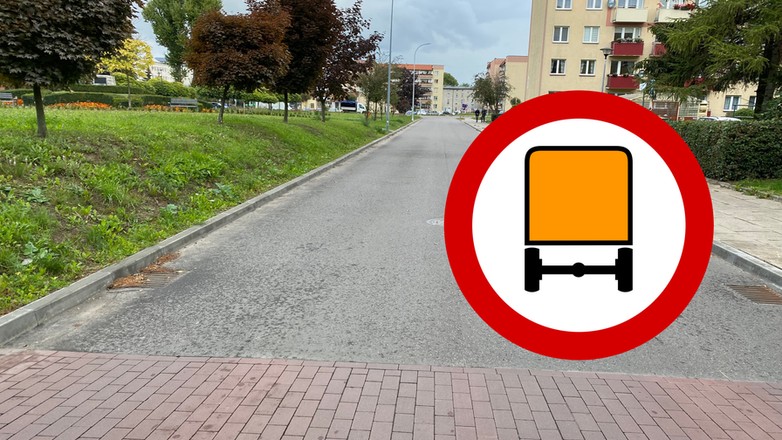 Znak B-13a zakazuje wjazdów pojazdów z towarami niebezpiecznymi