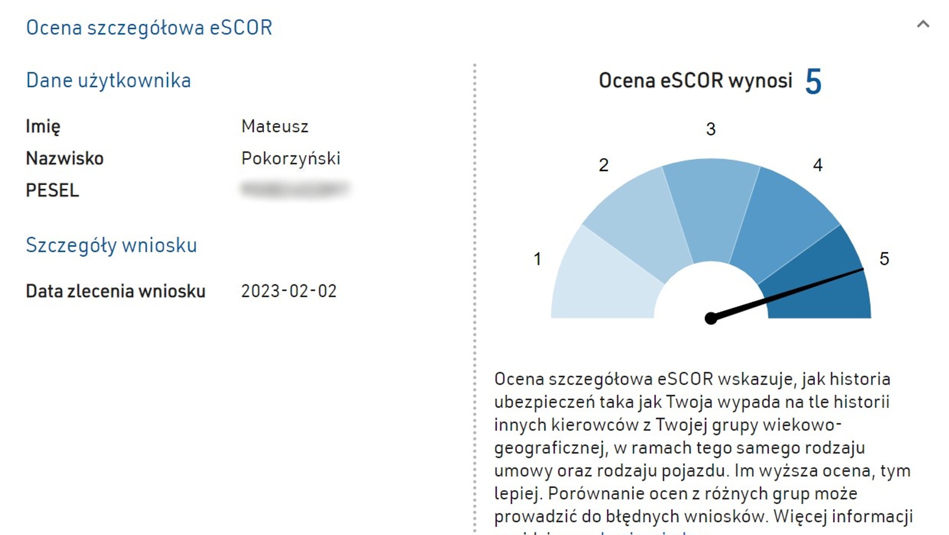 Zrzut ekranu eSCOR