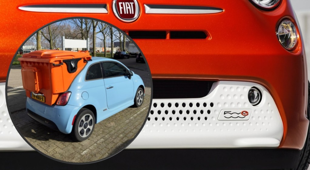 Fiat 500e w wersji "śmieciarka". Co autor miał na myśli?