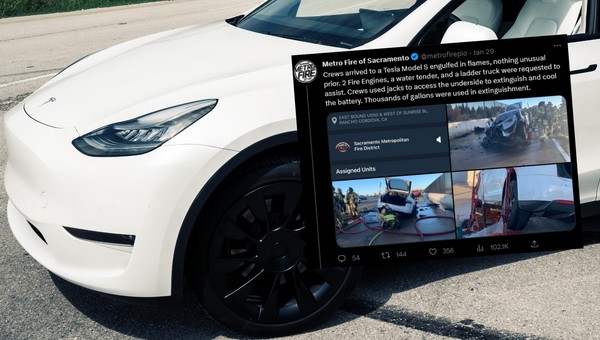 Mknął Teslą Model S po autostradzie. Nagle musiał zjechać na pobocze